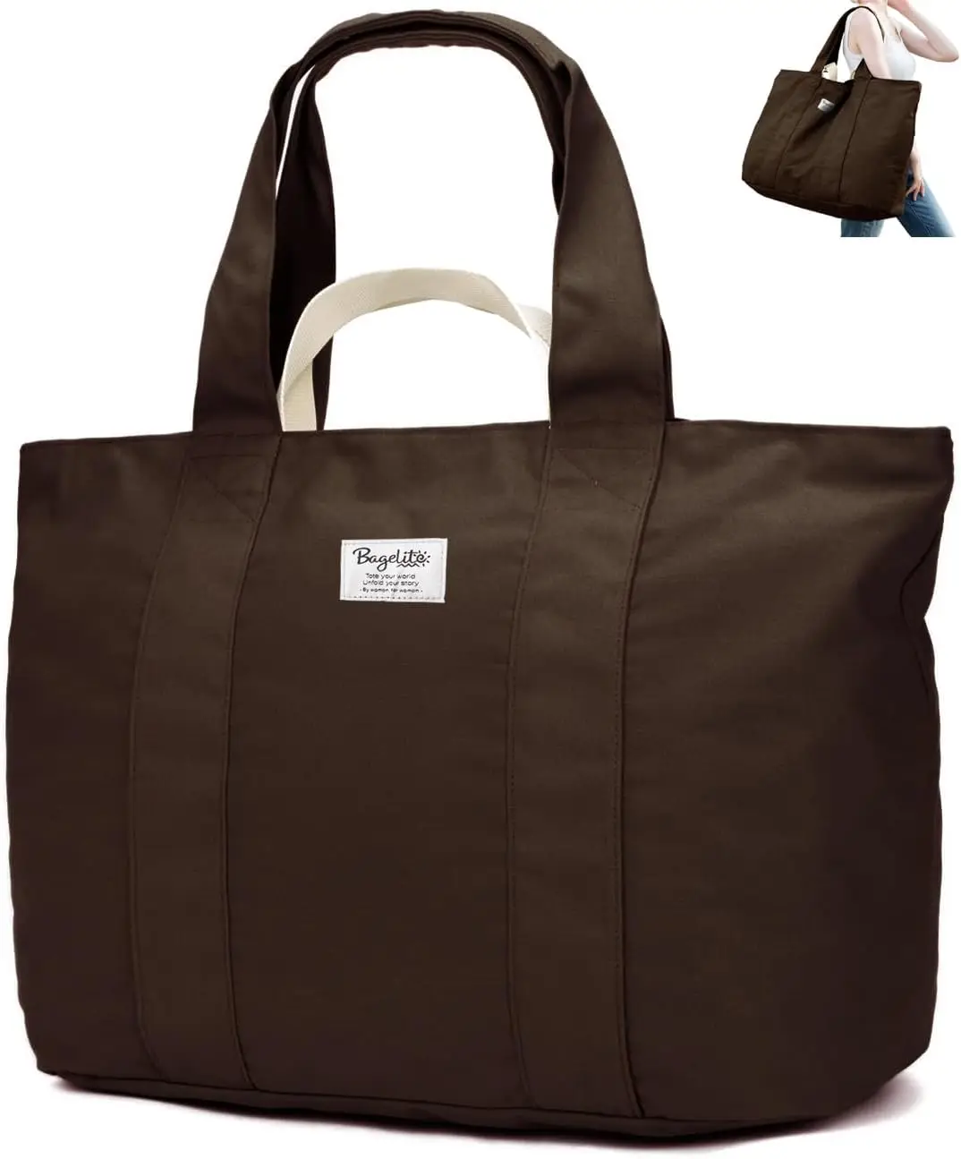 22'' 50L Cotton Oversized Tote Bag for Women - Durable Travel, Overnight, Weekend & Beach Use