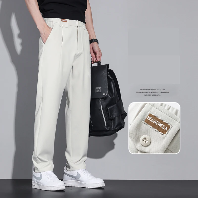 

2024 New Summer Men Suit Pants Slim Fit Casual Pant Solid Business Trousers Straight Pencil Pants Streetwear Comfortable Fabric