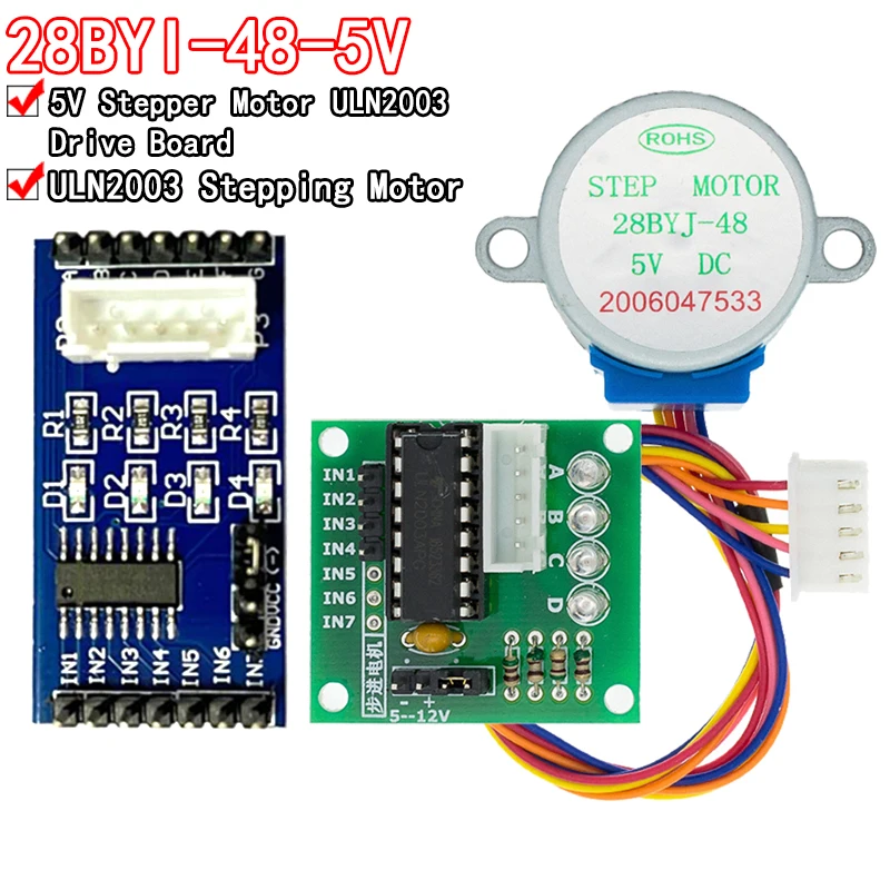 1 LOTTO 28BYJ-48-5V Motore passo-passo a 4 fasi + Scheda driver ULN2003 per Arduino 1 x Motore passo-passo + 1x Scheda driver ULN2003