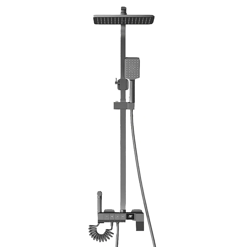 Imagem -05 - Termostático Digital Display Shower Faucet Grupo Cinza Branco Preto Ouro Chapeamento de Teclas de Piano Cobre Completo Luz Estelar