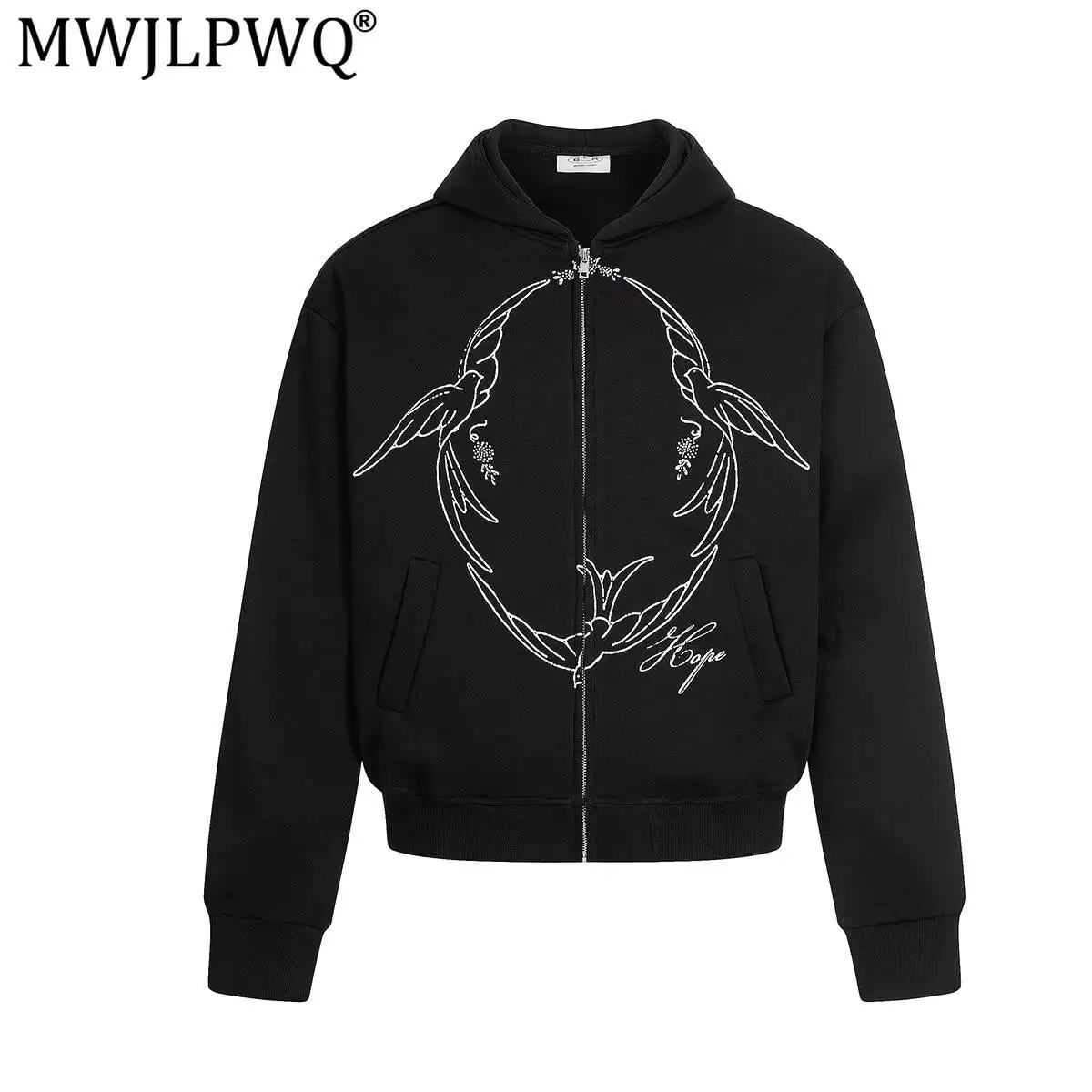 MWJLPWQ American Retro Hooded Sweatershirt Men's Floral Prints Dark-Style Patchwork Design Street Tops 2026 New Autumn 20293