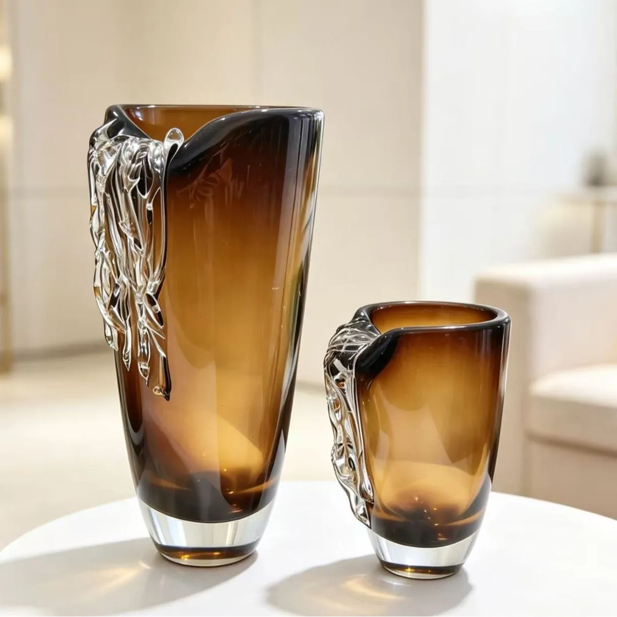 Modern high-grade Czech crystal bubble vase ornament living room flower arrangement creative glass Internet celebrity