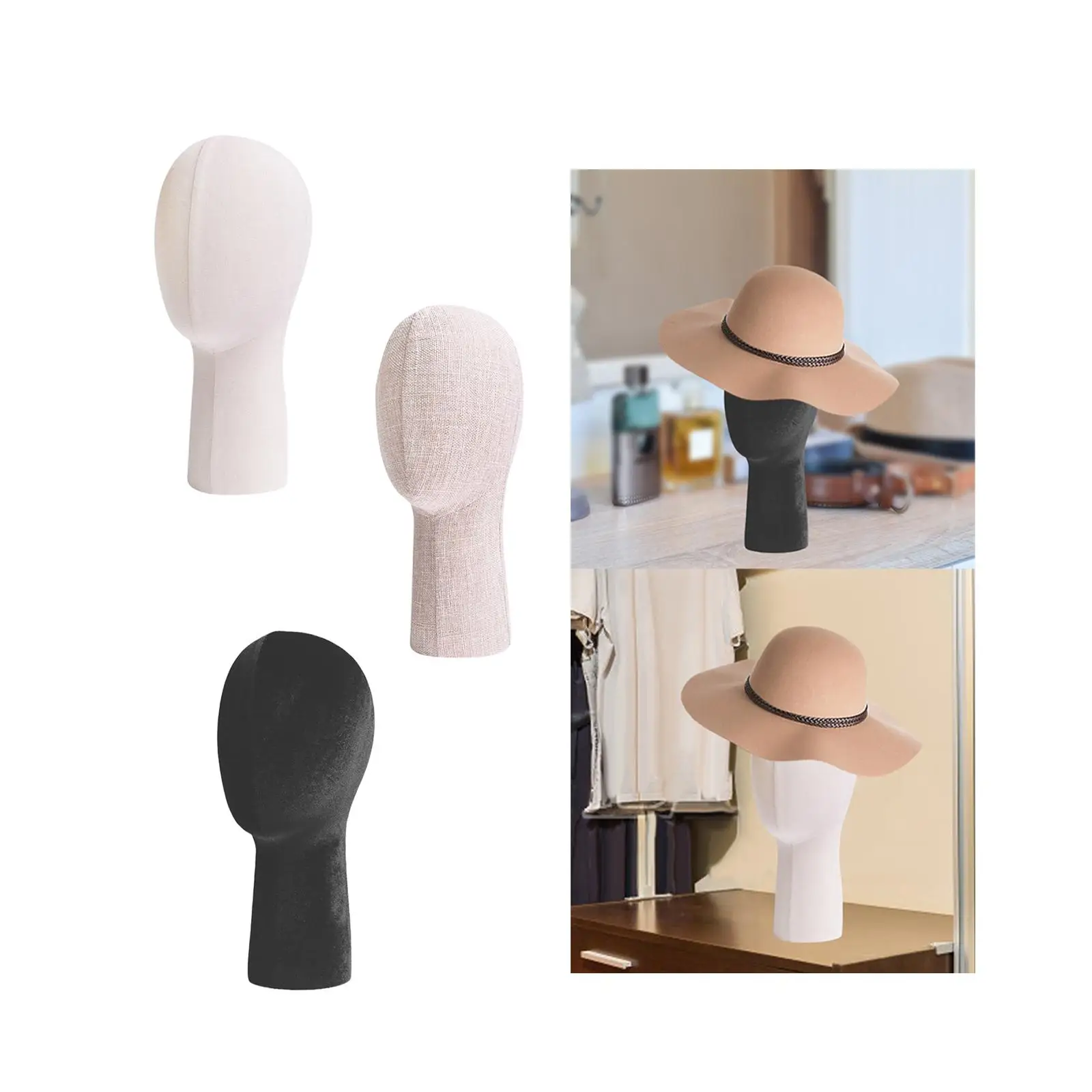 

Mannequin Head Lightweight Round Base Sturdy Hair Head Stand Glasses Holder