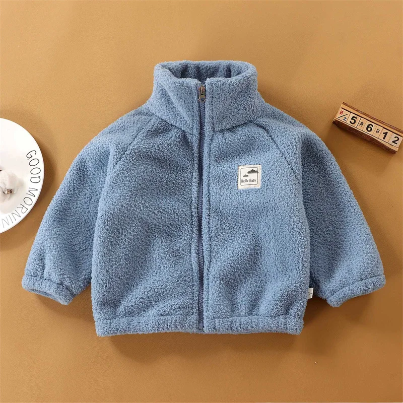 2023 New Children Outerwear Clothing Autumn Winter Baby Thicken Jacket Toddler Boy Girl Warm Solid Coat Kids Plus Clothes 2-8Y