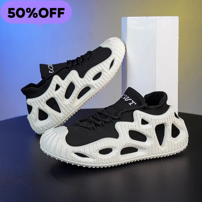 

2026 Large-sized new flying weave sports and casual couple shoes, men's outdoor anti-slip and wear-resistant running shoes