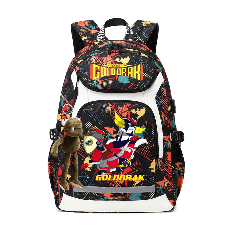 New style backpack for men middle and high school students schoolbag heat transfer printing goldorak splash-proof computer bag o