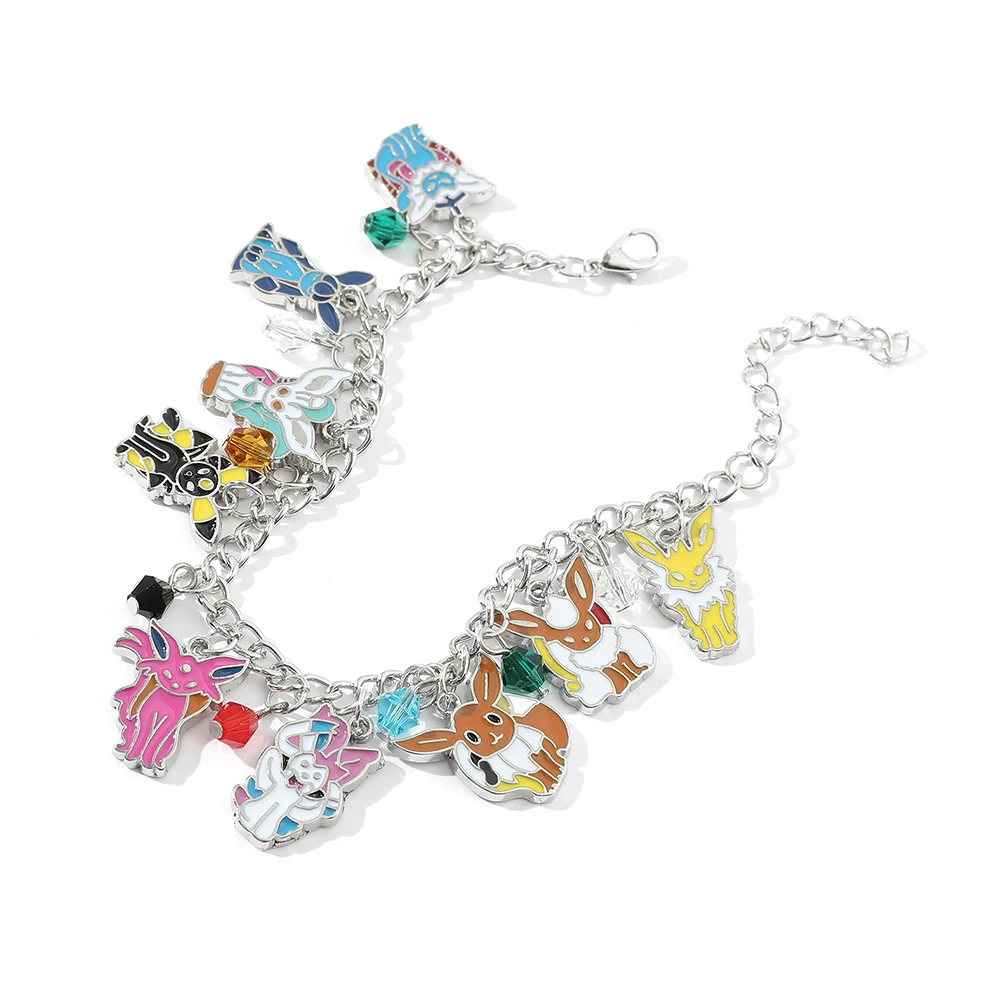 Anime Eevee Evolution Bracelet Sylveon Umbreon Espeon Vaporeon Flareon Leafeon Glaceon Crystal Bead Charm Bangle Gifts