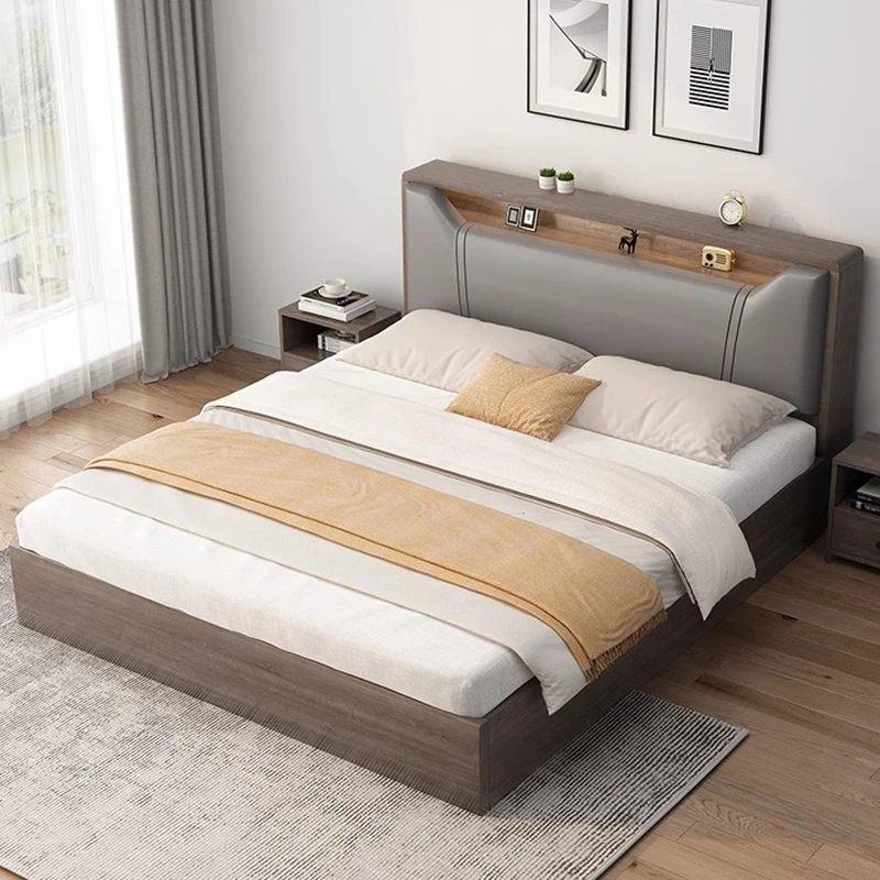 

Solid Wood Bedroom Beds Modern Unique Luxury White Beds Double Queen Upholstery Somieres Marcos De Cama Bedroom Furniture