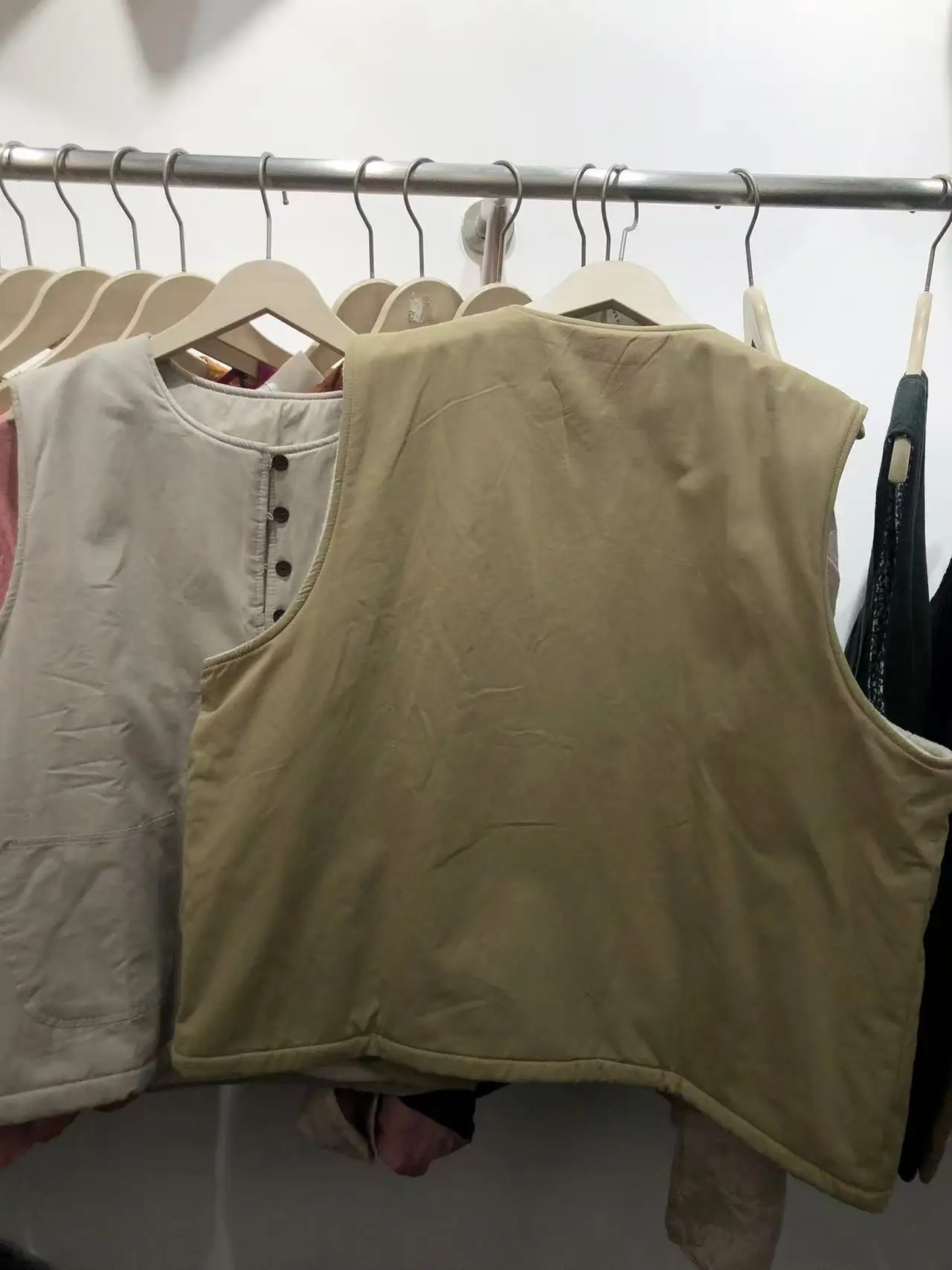 여성용 순면 안감 조끼 아우터웨어 단색 단추 오픈 카디건 따뜻한 하트 보호 탑