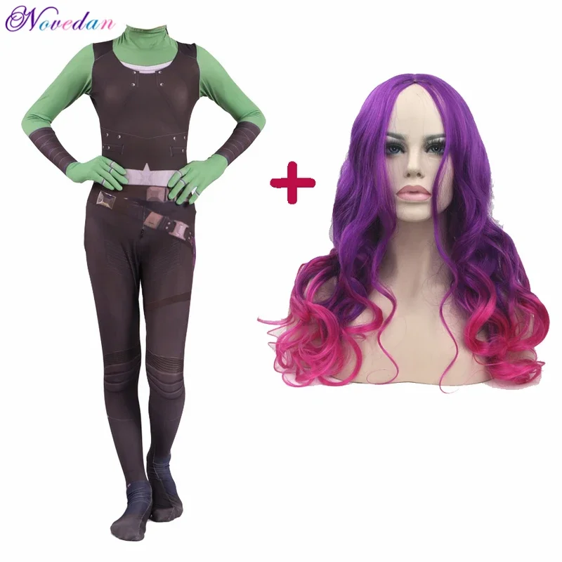 Guardians of the Galaxy Gamora Cosplay Costume Women Girls Halloween Costume Kids Supergirl Party Bodysuit Jumpsuit Zentai Suit