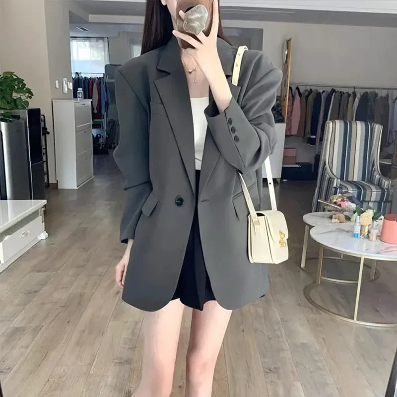 Lucyever Spring Autumn Blazers Jackets Women Korean Style High Quality Loose Blazer Coat Ladies Temperament Streetwear Outerwear