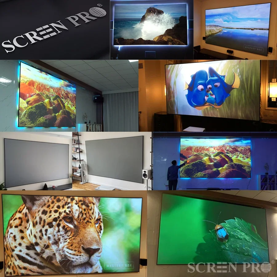 SCREEN PRO 120 Inch ALR UST Projection Screen Ultra Short Throw Ceiling Light Rejecting CLR Fixed Frame Projector Screen