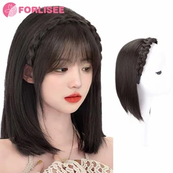 FOR Fried Dough Twists Braid Hairband Wig Female One-piece Half Head Cover Top Hair Patch Natural Cover White Hair Patch Wig