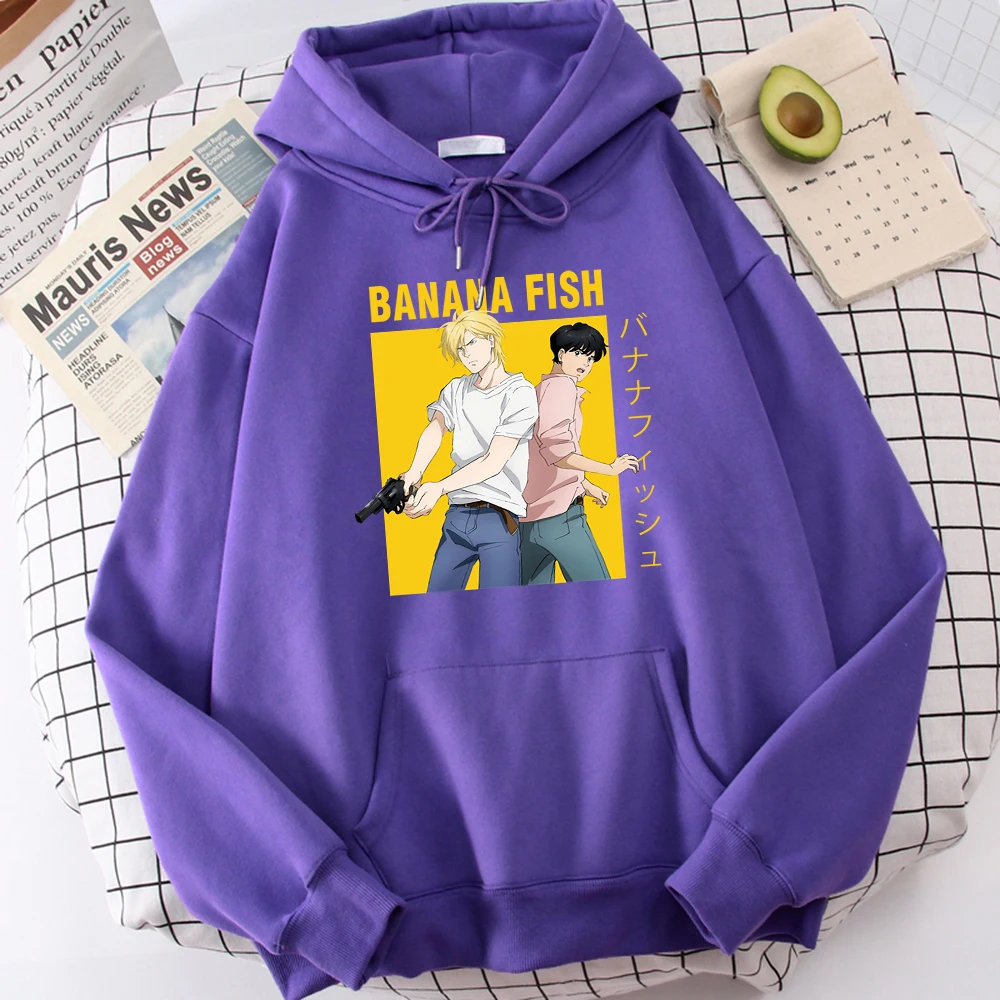 Banana Fish Ash Lynx Eiji Okumura Anime Print Sweatshirt Men Fashion O-Neck Hoody Autumn Oversize Hoodies Casual Fleece Tops