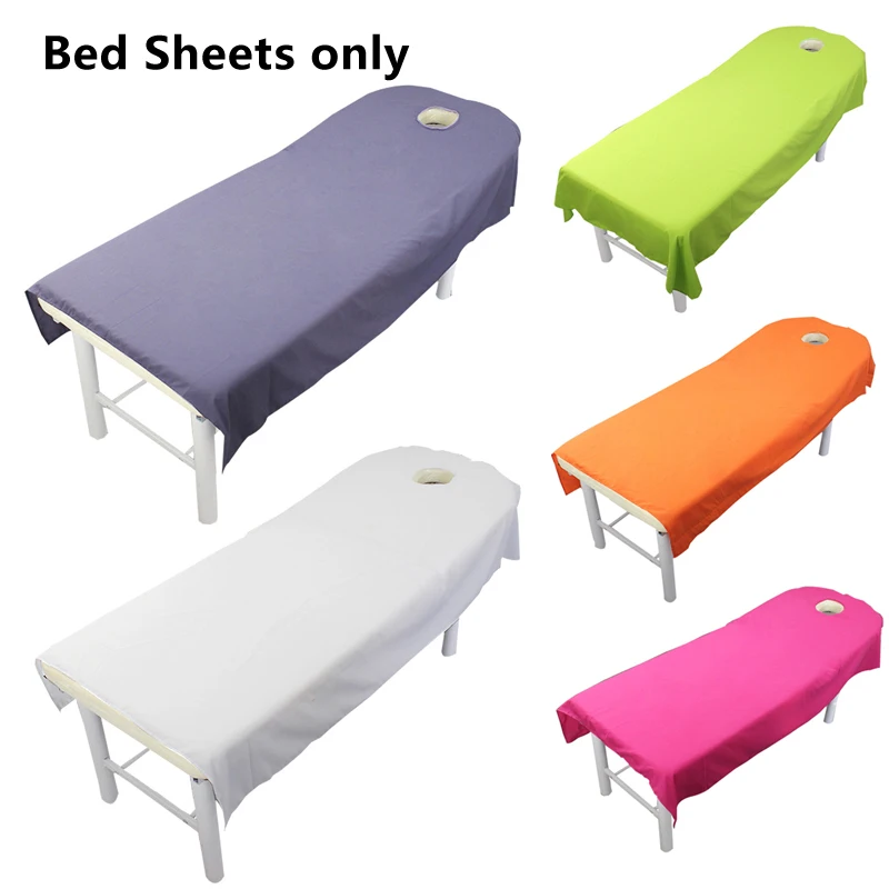 New 80cm*190cm Beauty Bedsheet Cosmetic Salon Sheets Spa Massage Treatment Polyester Table Cover Sheet with Hole Home Textile