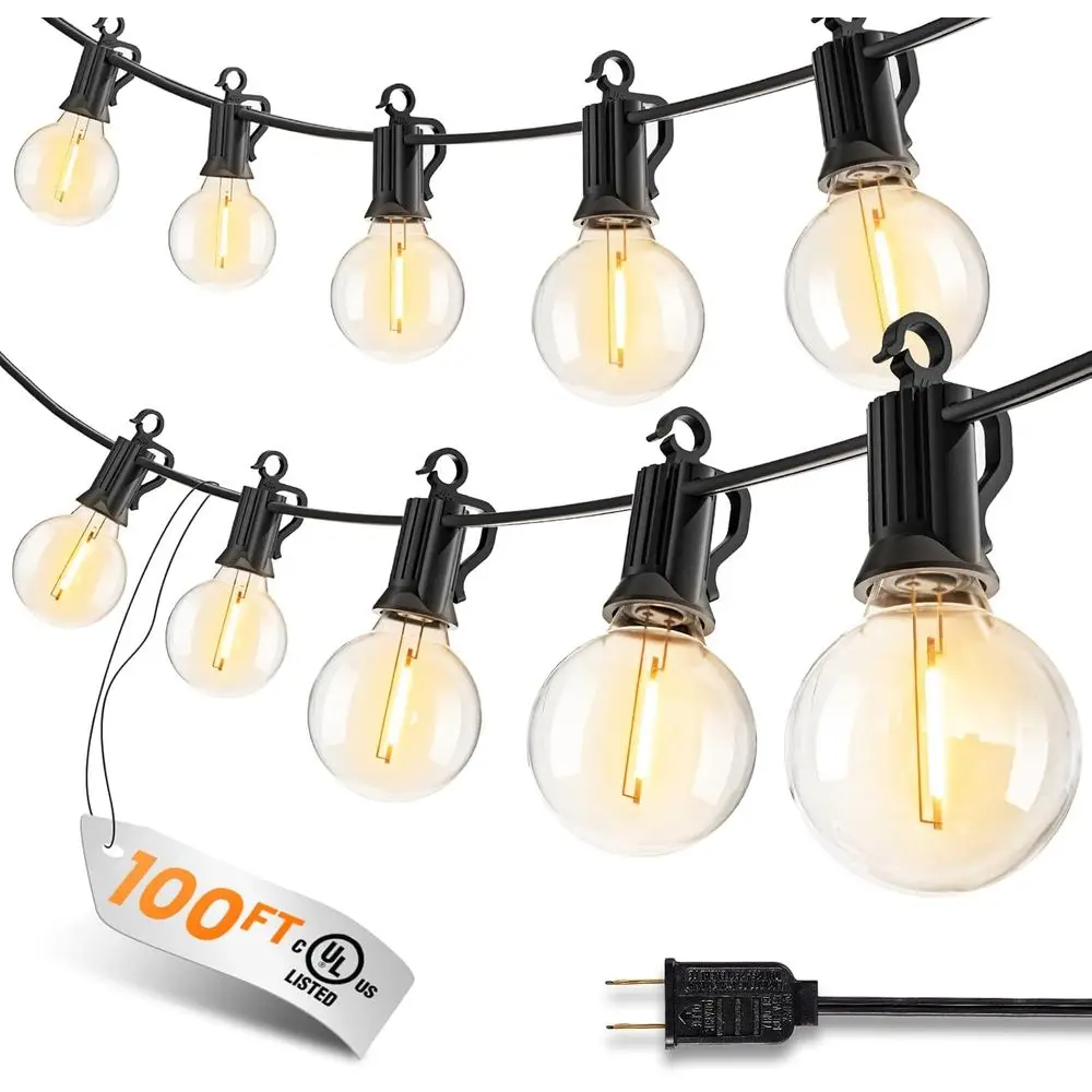 

Outdoor-String-Lights-Paio-Lights, 100T (50T*2) 50+2 Shatterproo Bulbs Outdoor Patio Lights, IP65 Waterproo Contable Hanging Out