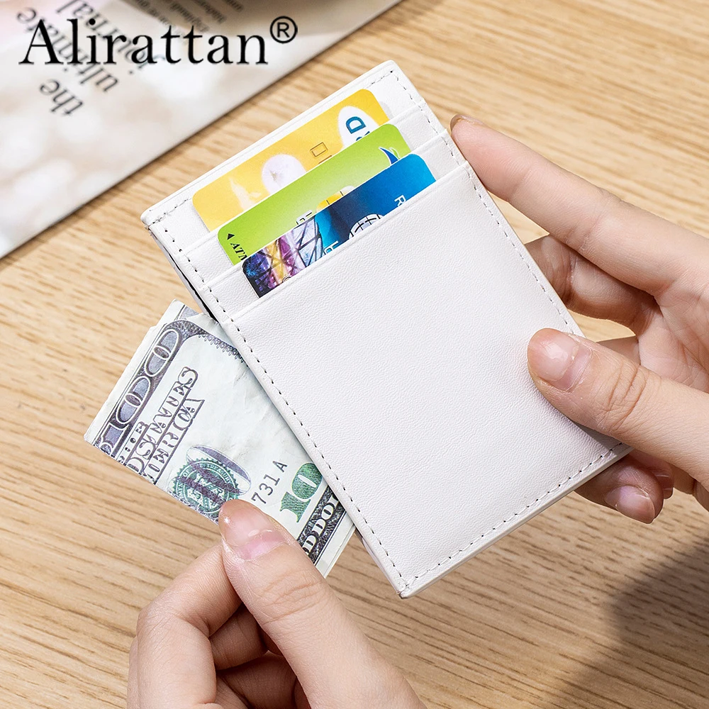 

Alirattan 2024 New Ultra-Thin Card Bag Women's Business Card Holder Leather Woven Sheepskin Portable Card Holder Bill Holder