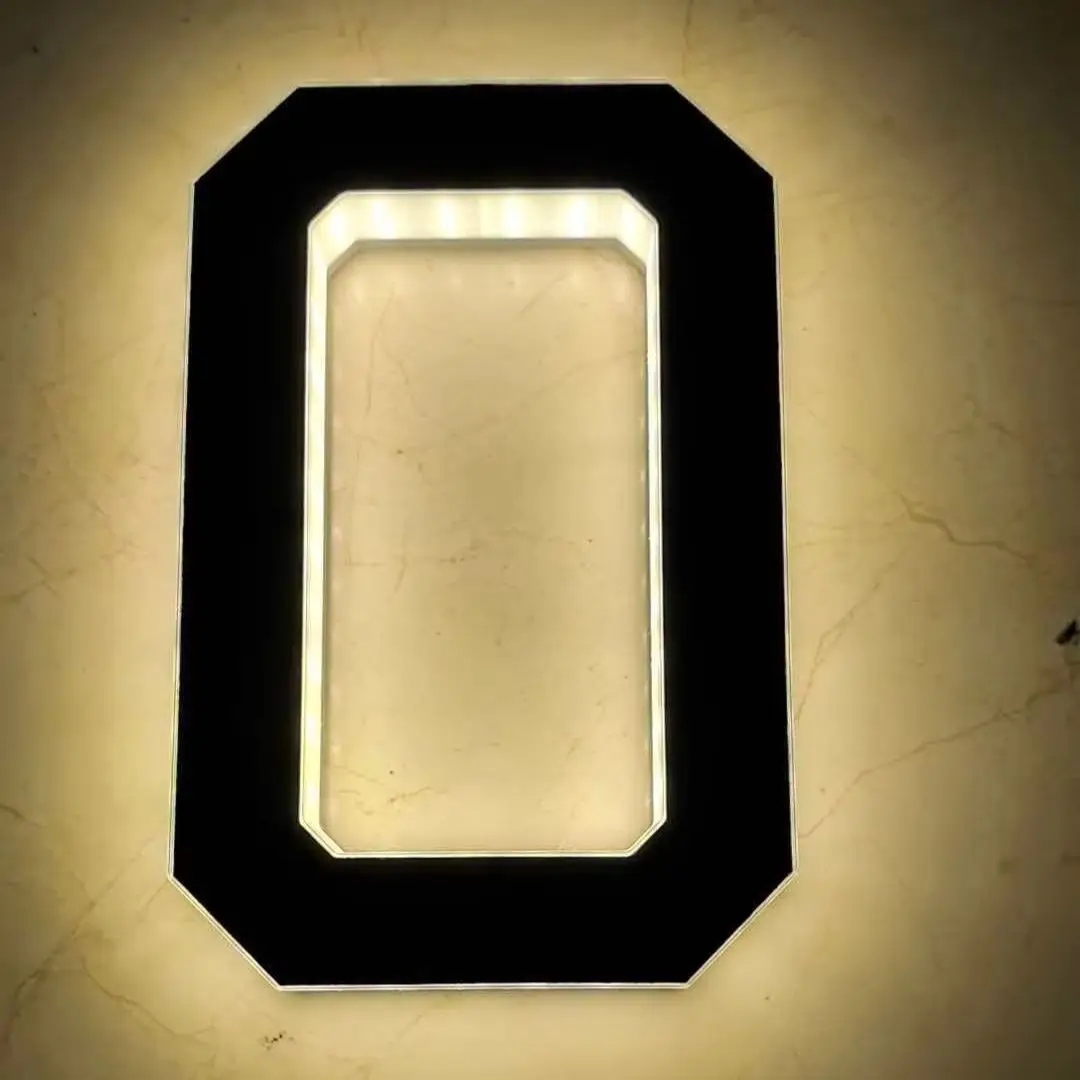 Solar Powered Outdoor Wall Lamp LED House Number Light Waterproof Digital Address Plaque Modern Garden Decoration Custom Sign