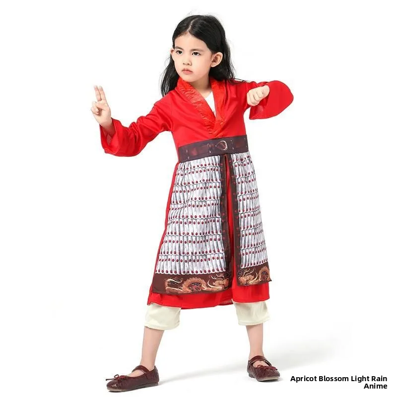 زي شخصية مولان لفيلم الحياة الحقيقية للأطفال، زي أداء لعب الأدوار، زي الهالوين، أزياء هانفو التقليدية للذقن... #5