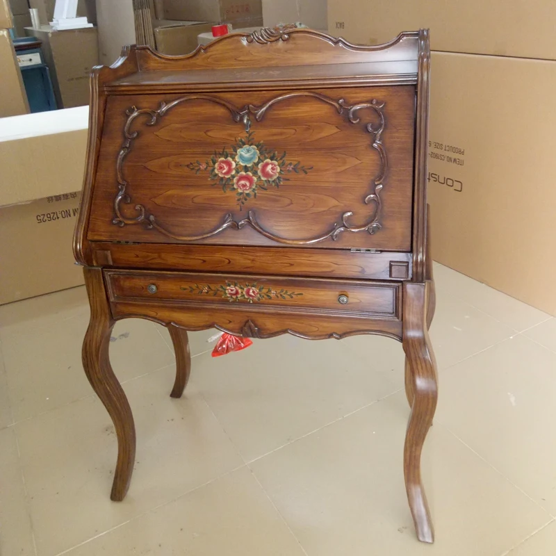 European American Style Makeup Table Solid Wood Dressing Table Classical Secretarial Cabinet Desk Side Table