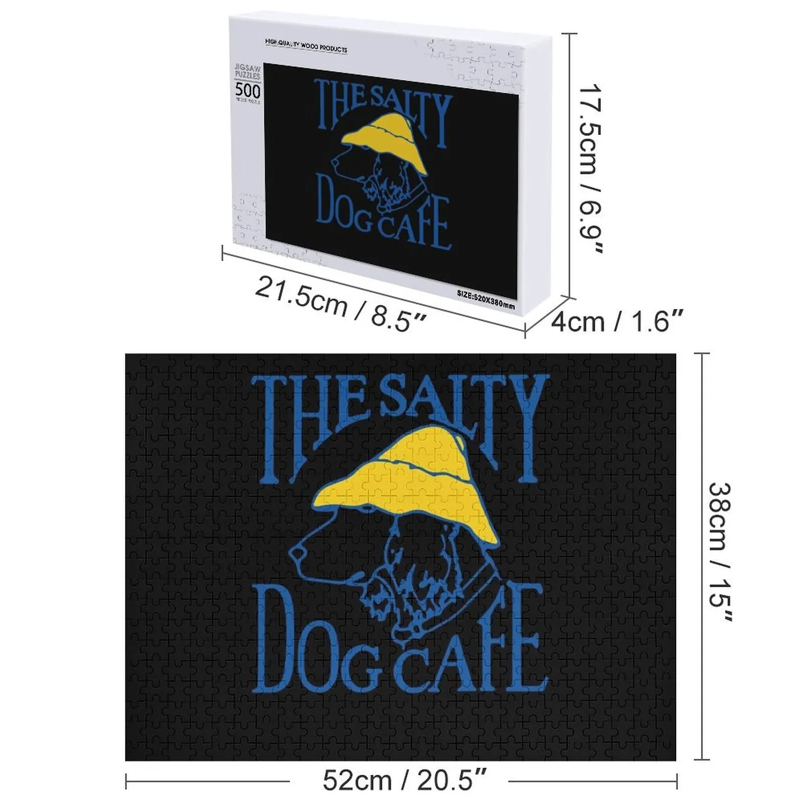 Cão salgado clássico camiseta quebra-cabeça nome brinquedo de madeira caixas de madeira quebra-cabeça personalizado