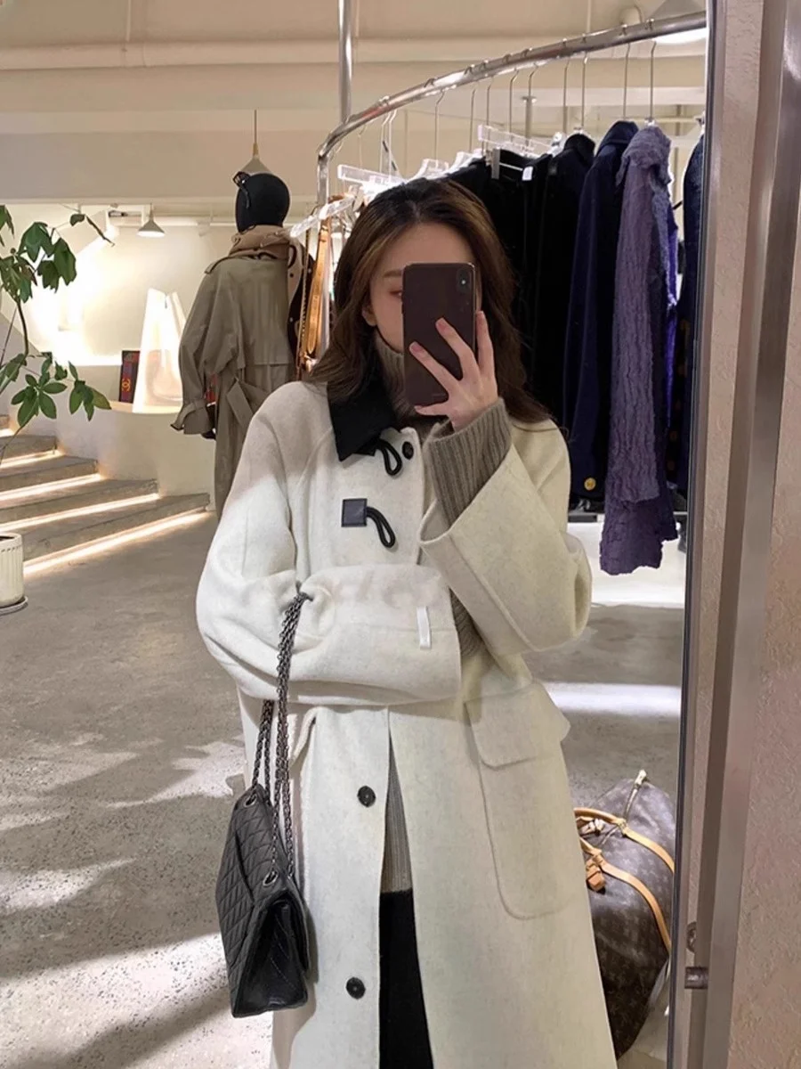 

Двустороннее шерстяное пальто Hebe Sle, женское, осенне-зимнее, новая корейская версия, свободное, высококачественная верхняя одежда