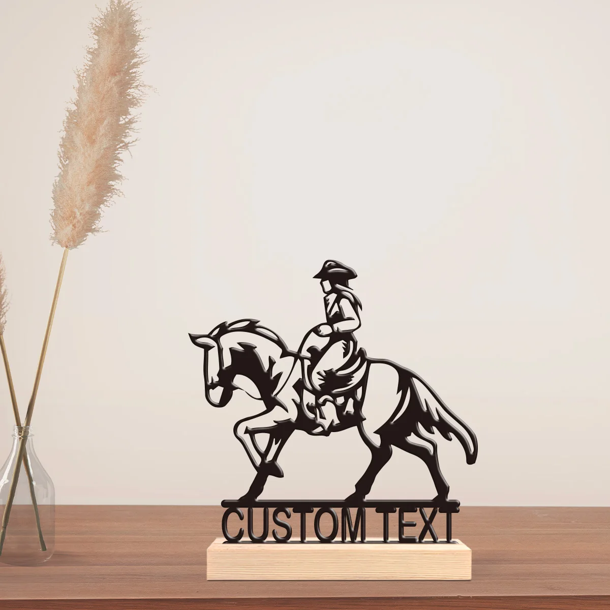 1pc Interesting Desktop Metal Statues Custom Name With Wooden Base Modern Rural Home Desktop Decorations