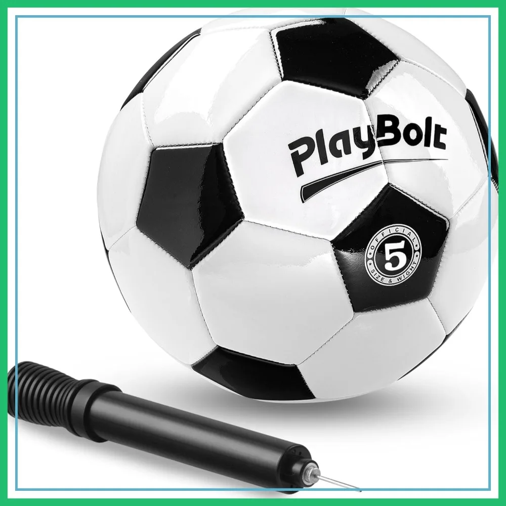 

Soccer Ball Size 5 with Pump - Black & White Training and Match Ball for Kids Youth Adults
