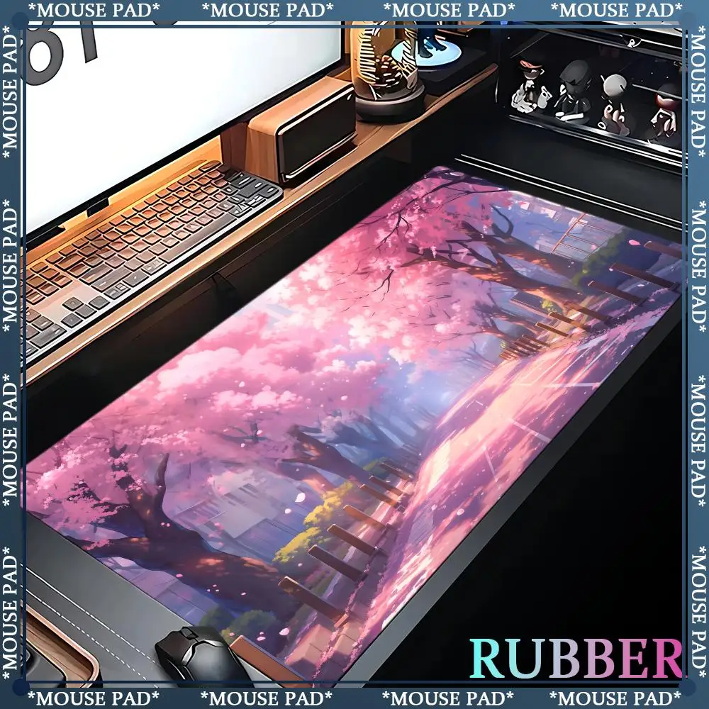 風景の花のゴム製マウスパッド、ゲームプレーヤー、アニメーションゲームアクセサリー、キーボードパッド、厚みのあるデスクマット、ロックエッジ