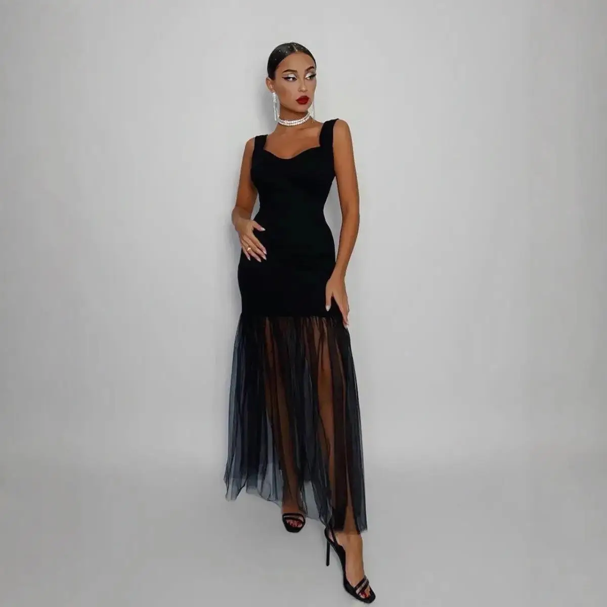 

Платье-бюстье с глубоким V-образным вырезом, сексуальное, с эффектом обхвата, однотонное, для подружек невесты, с завышенной талией, бальное, из ацетатного волокна, с юбкой-трапецией