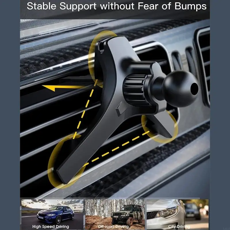 Soporte para teléfono móvil Y4UE, soporte montaje con Clip, gancho para rejilla ventilación coche con cabeza esférica,