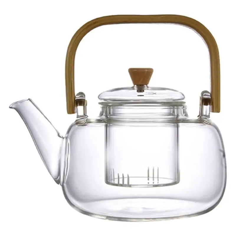 NEW HOT In Stock-Heat-Resistant Thickened Glass Teapot Tea Pot Kettle Dual-Purpose Handle Steaming Boiling Large-Capacity Tea Se