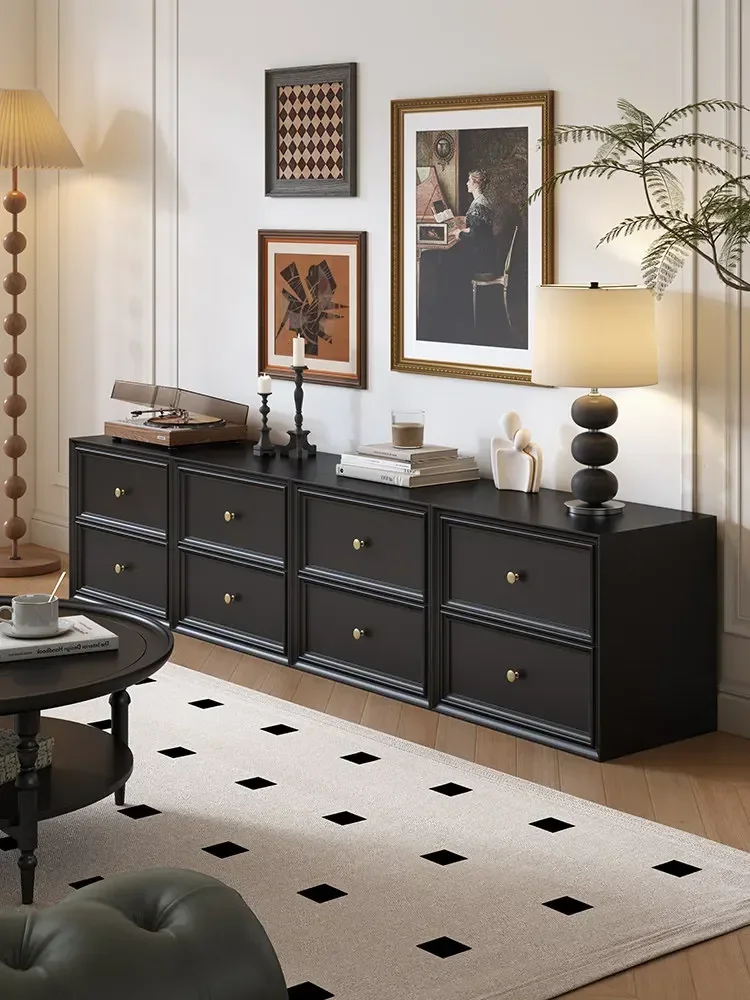 Retro Card Door Cabinet Living Room Floor-to-ceiling Antique Module Combination Solid Wood Bedroom Cabinetl16