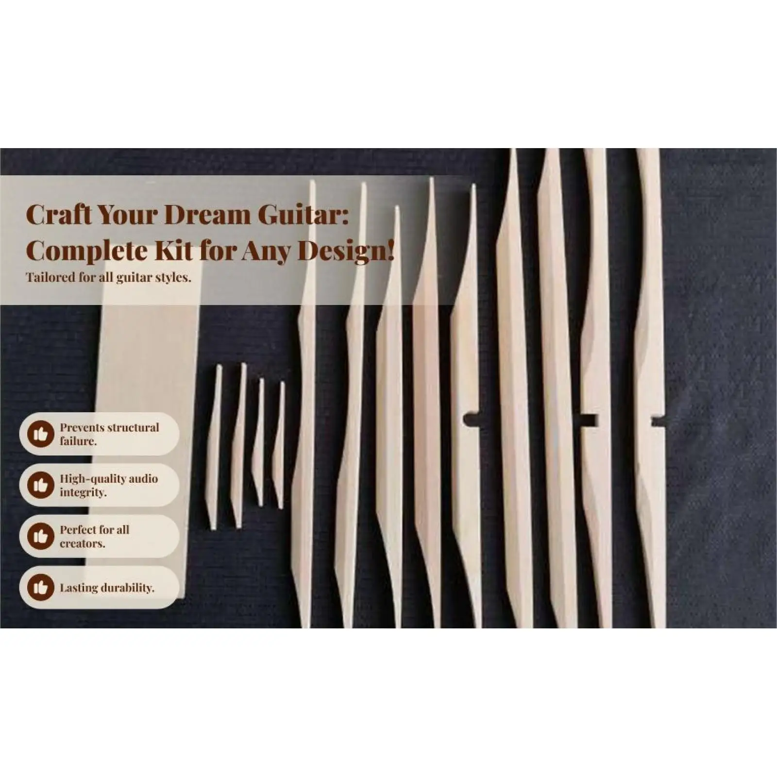 Guitar Brace Wood Set Spruce Bracewood Kit Acoustic Support Plate Luthier Tool Pack for Acoustic Guitar Repair