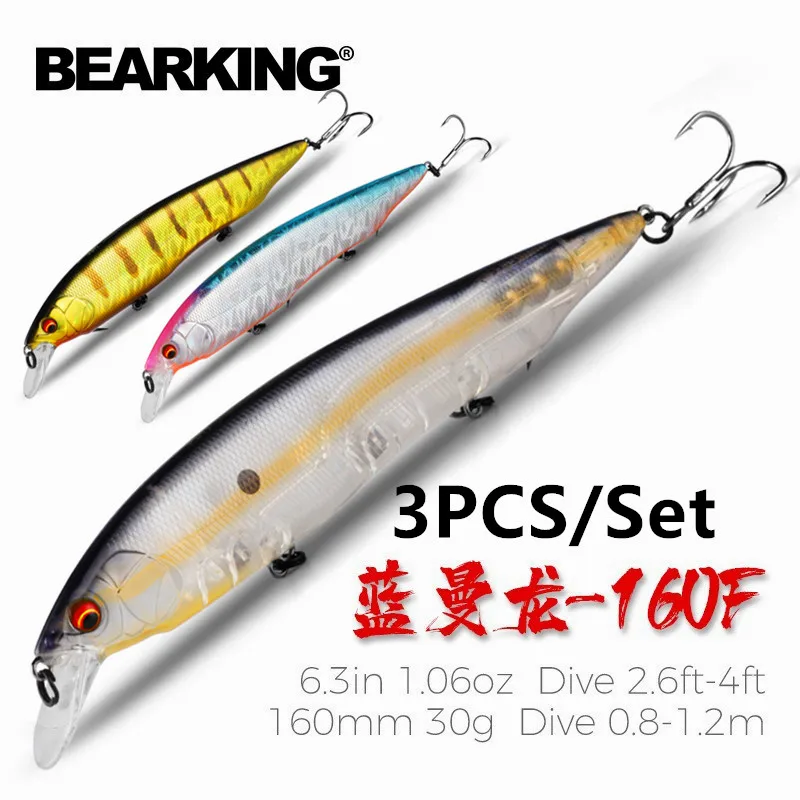 

3Pcs/Set BEARKING Hot Model Hard Lures Artificial Bait Wobbler Crankbait Carp Perch Pesca Fishing Tackle160mm 30g 20Colors