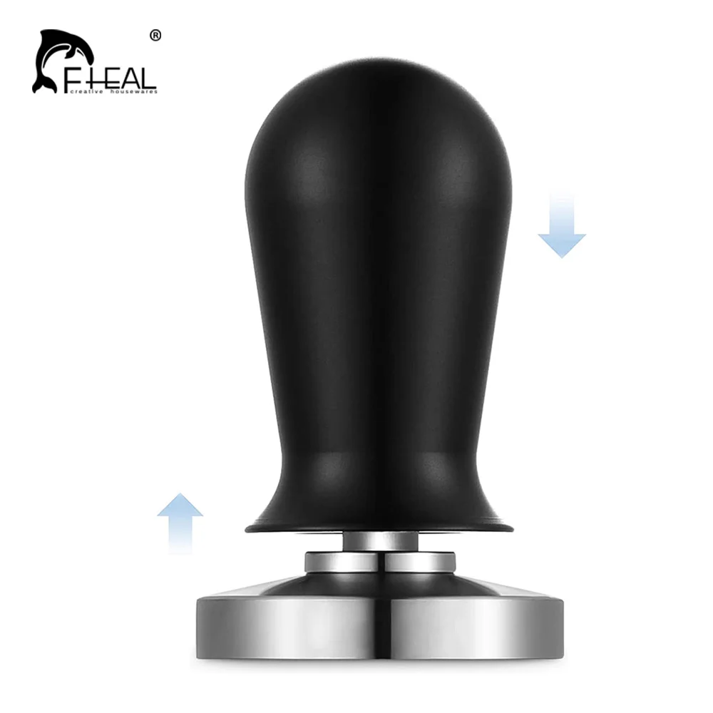 FHEAL Professional Barista Calibrated Coffee Tamper with 30lbs Spring Loaded Stainless Steel Flat Base Espresso Powder Hammer