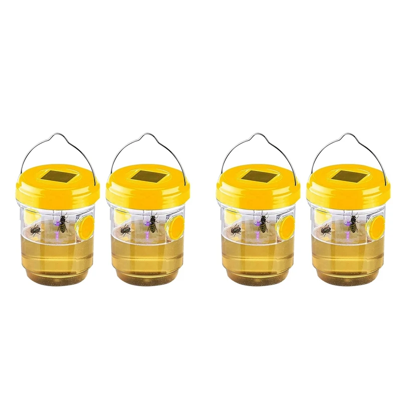 

4Pack Solar Wasp Trap Outdoor Hanging,Wasp Cather Hanging With Light For Yellow Jackets,Hornets,Bee,Wasp Traps