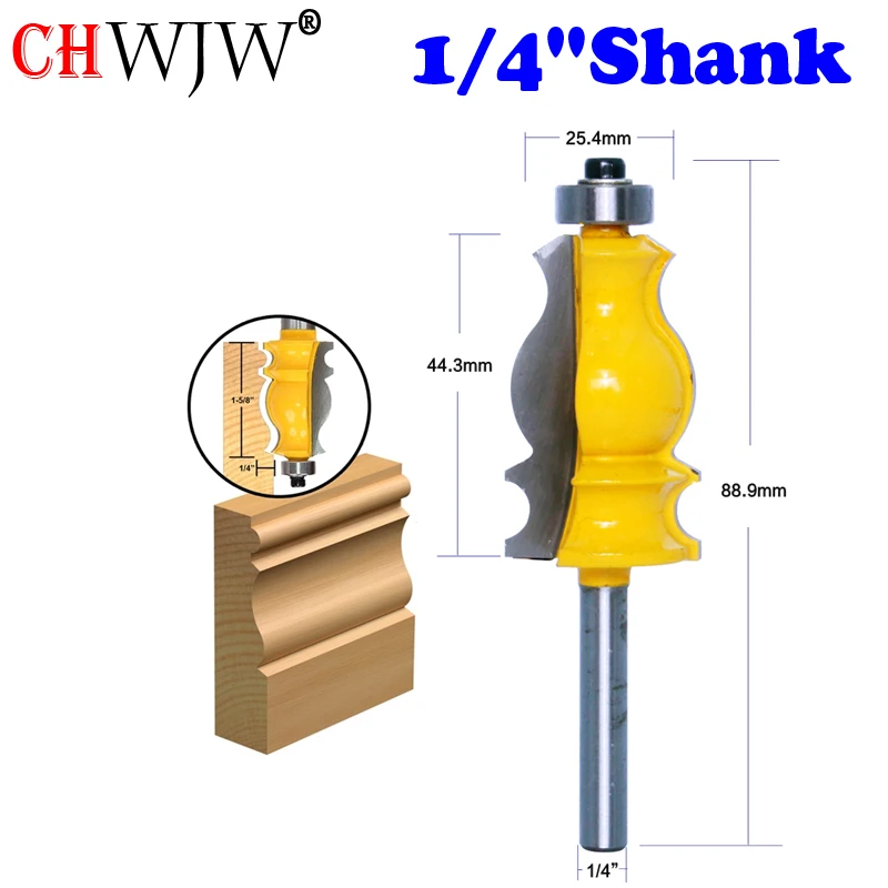 

CHWJW 1PC 6mm 1/4-Inch Shank Architectural Molding Router Bit Carbide Sculpture Fishtail Cutter Woodworking Shape Cutter Tool