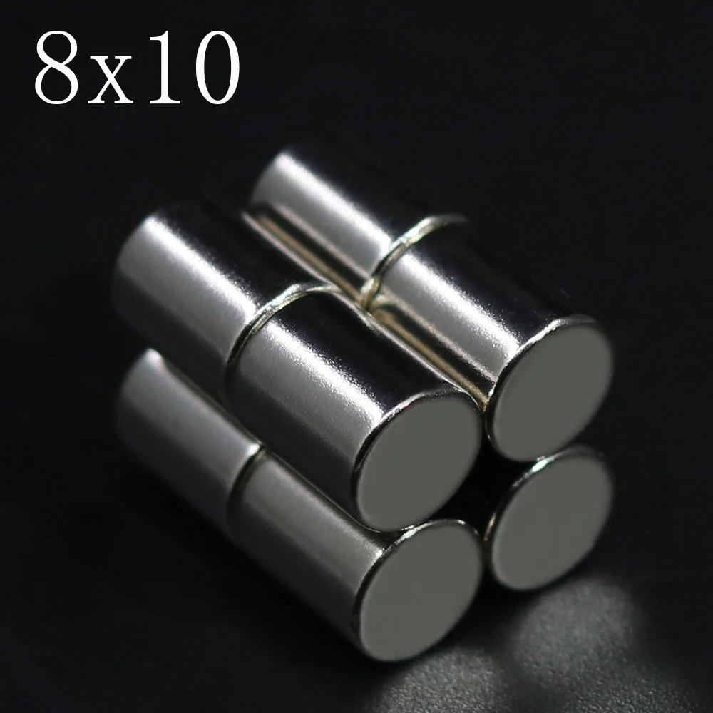 2/5/10/20/50 Pcs 8x10 Neodymium Magnet 8mm x 10mm N35 NdFeB Round Super Powerful Strong Permanent Magnetic imanes Disc