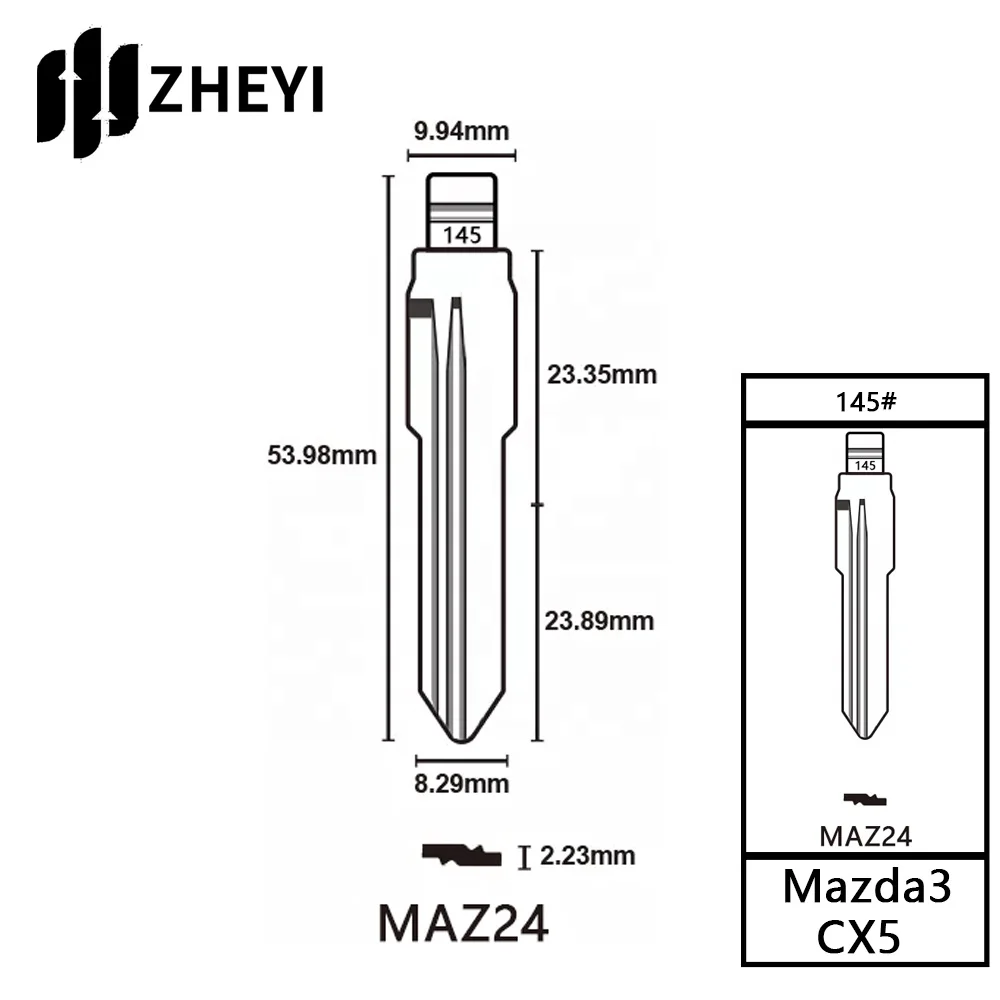 Maz24 145 # universal sem cortes remotos flip lâmina chave para mazda3 cx5 maz24 145 # em branco chave lâmina sem cortes para carro chave de