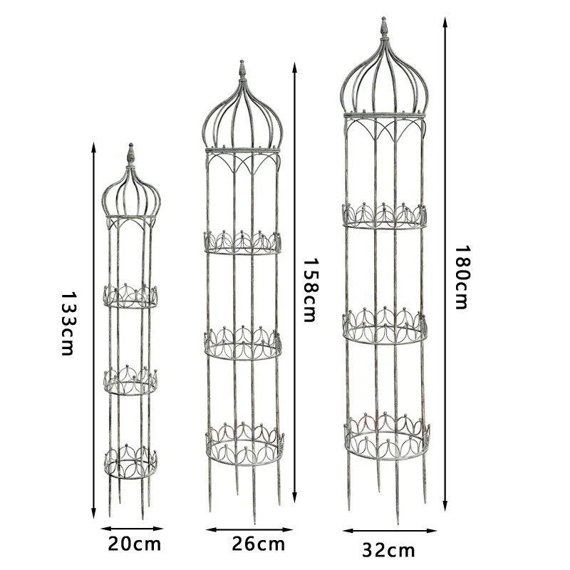 Retro outdoor wrought iron climbing flower stand clematis support frame courtyard garden climbing vine frame garden bracket