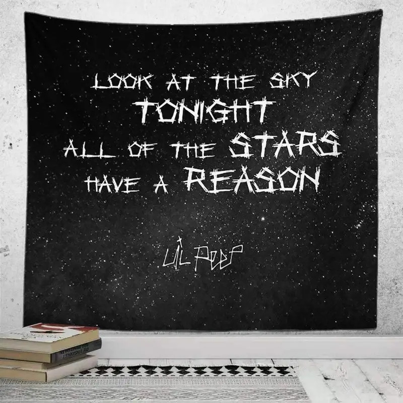 VIKAMA Starry Sky English Quotes Tapestry Wall Hanging Home Decor for Bedroom Living Room Dorm Dark Emo Hip Hop Aesthetic