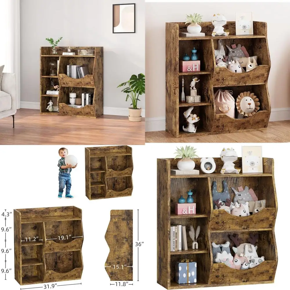 

Children's Storage Organizer Bookcase with Cubby Shelves for Playroom, Living Room, and Nursery