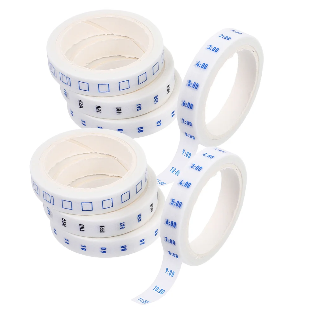 8 Rolls Washi Tape Time Management Paper Sticker Office Planner for Journaling Scrapbooking Weekly Date Decorative Tape