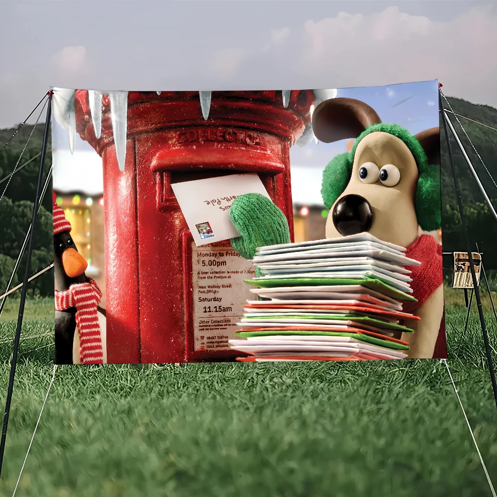 Cartoon W-Wallace-ES and G-Gromit-ES flag For Picnic Art Home Decoration Party Outdoor Camping Banner