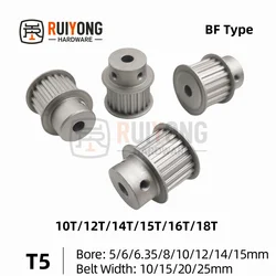 BF Type T5-10T/12T/14T/15T/16T/18T Bore Size 5mm To 15mm Timing Pulley Teeth Pitch 5mm For Width 10/15/20/25mm Rubber Belt