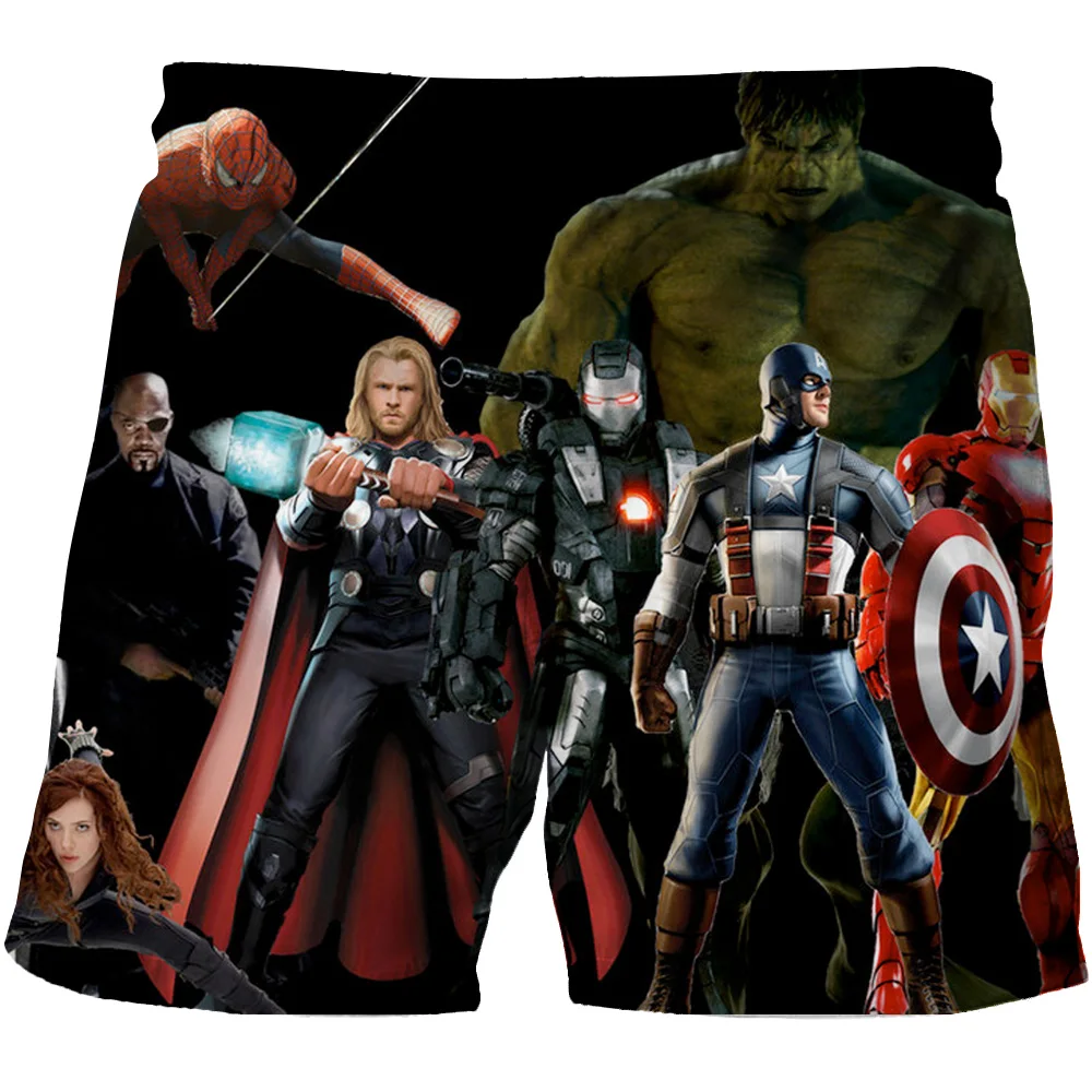 2024 Summer New Marvel 3D Avengers Printed Beach Shorts Hawaiian Pool Party Swim Trunks Shorts Men\'s Casual Drawstring Shorts