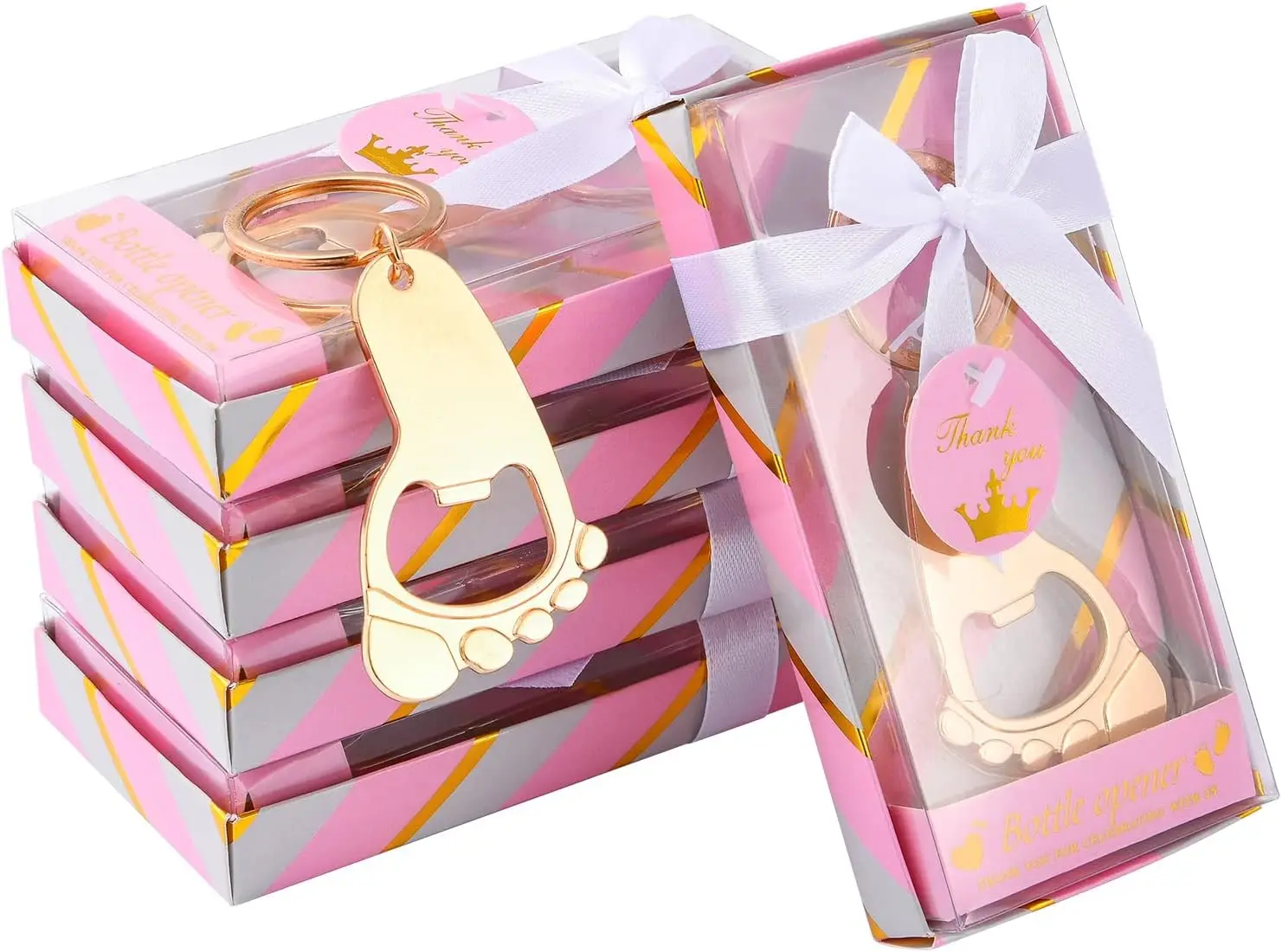 

Bottle Openers with Baby Shower Return Gift Boxes for Party Favors, Gifts or Decorations, Baby Girl Keepsakes for Guests