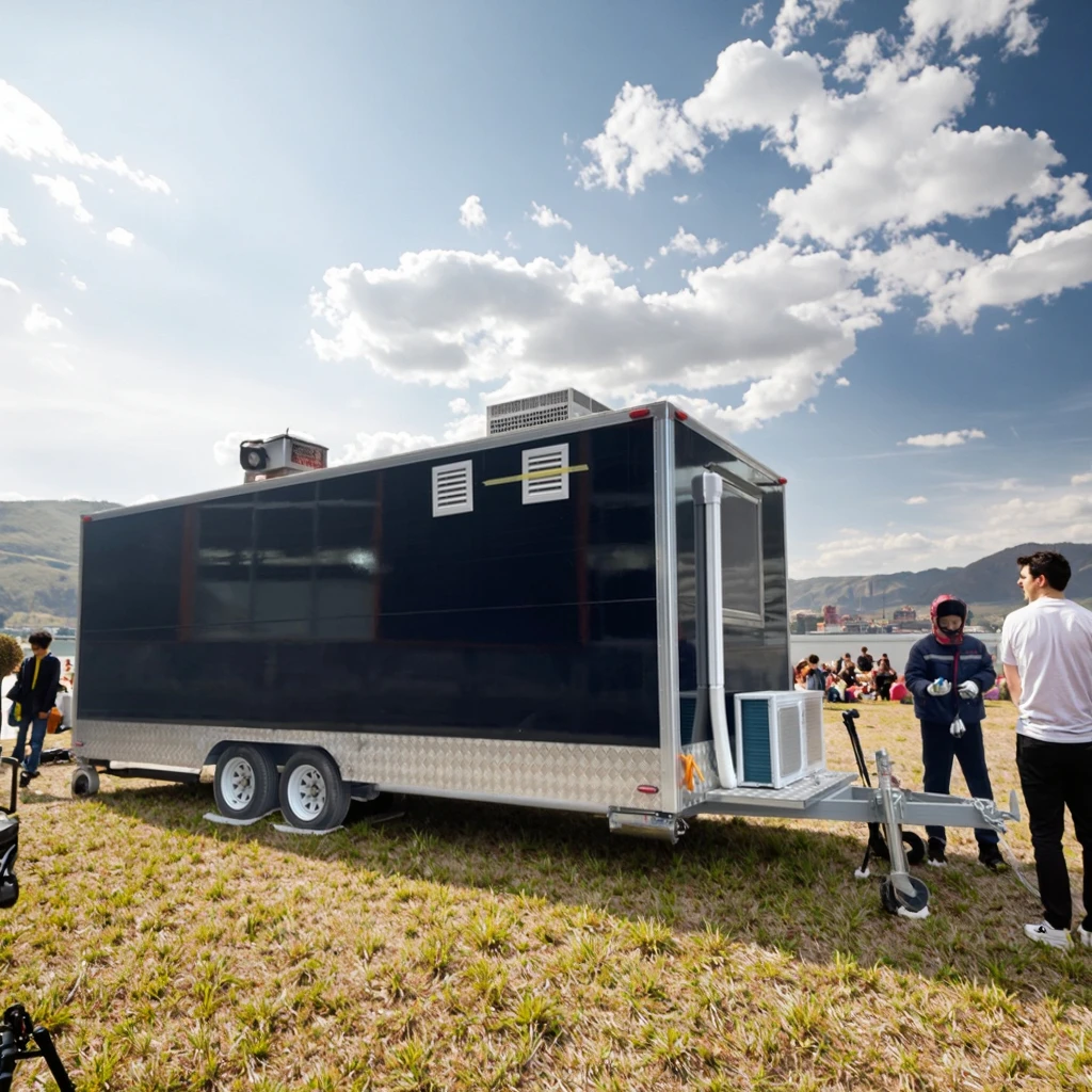 

Mobile 18ft Square Food Trailer With Customized Hamburger BBQ Coffee Hot Dog Full Kitchen Equipment Made in China