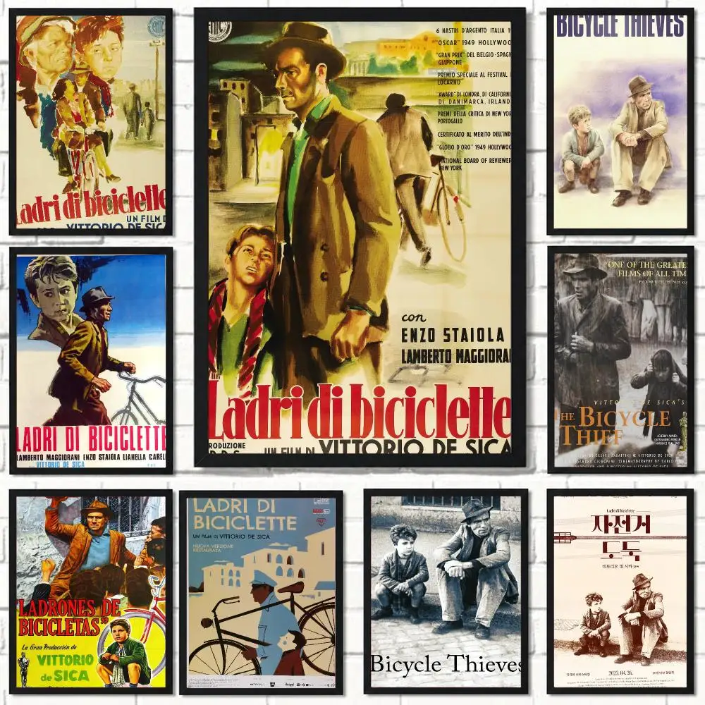classic movie B-Bicycle Thieves-S Poster Self Adhesive Wall Decor for Modern Home Cafe Office and Bar
